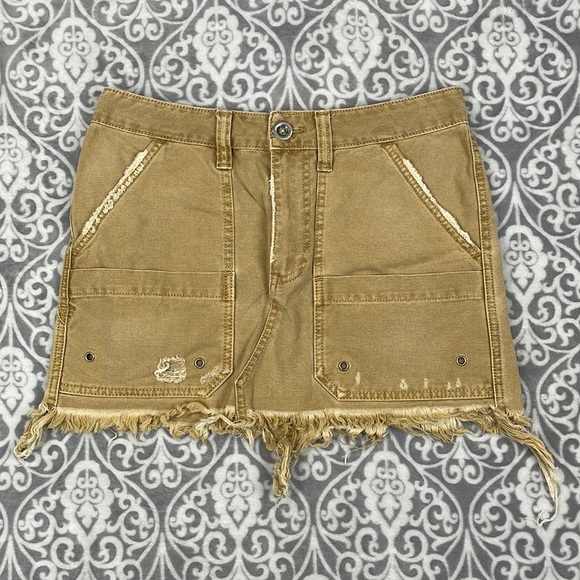 Free People Dresses & Skirts - free people skirt women 4 khaki mini utility six pocket frayed hem